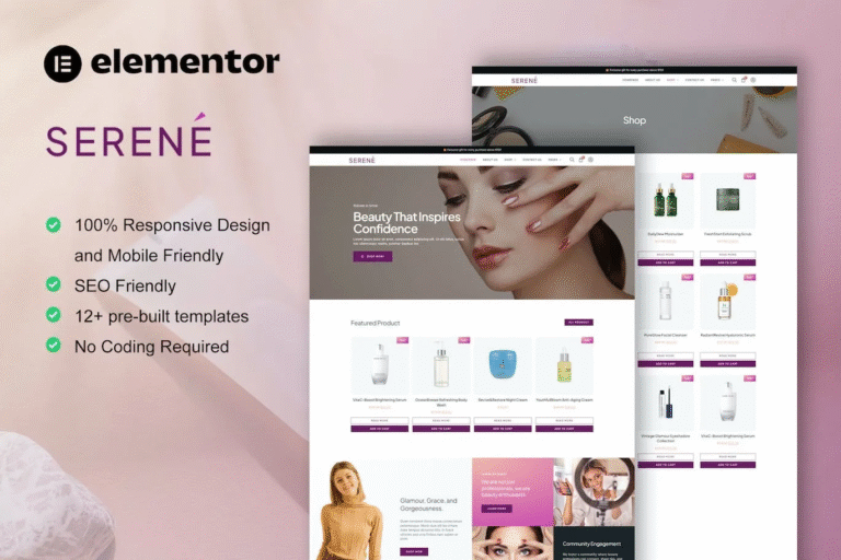 Serene - Beauty Shop & Skincare Elementor Pro Plantilla