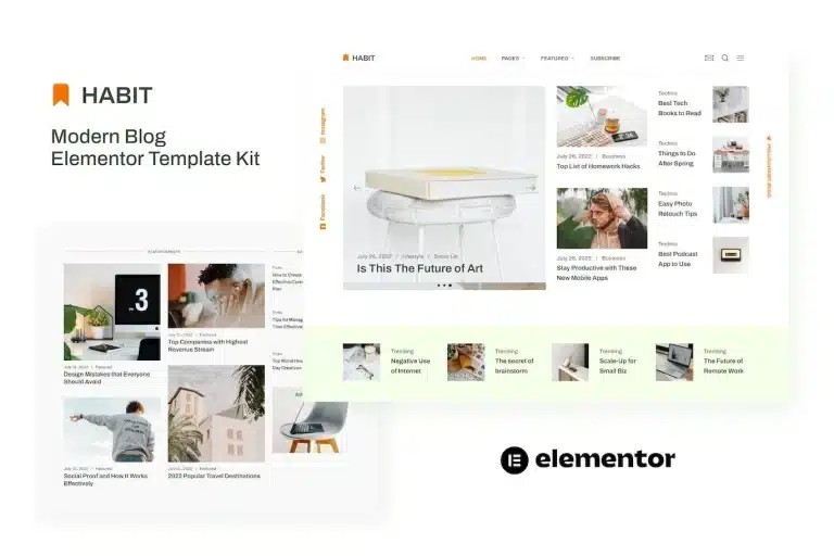 Habit - Kit de Plantilla Elementor para Blog Moderno