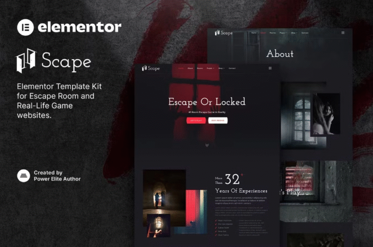 Scape - Real-Life Escape Room Game Plantilla Elementor