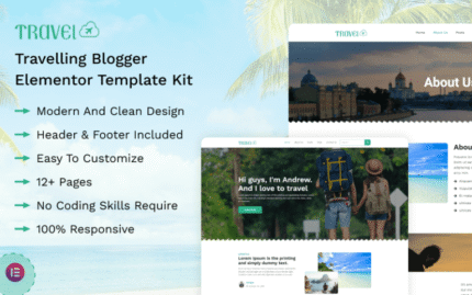 Travel Blog - Kit de Plantilla Elementor para Blogger Viajero