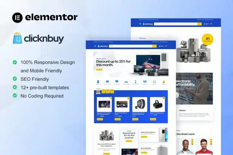 Clicknbuy – Woocommerce Electronic Store Elementor Template Kit Clicknbuy – Woocommerce Electronic Store Elementor Template Kit