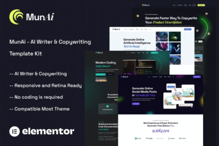 MunAi - AI Writer & Copywriting App Plantilla Elementor