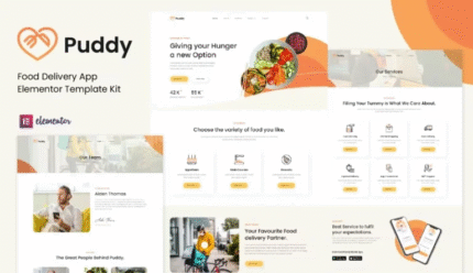 Puddy - Food Delivery App Elementor Plantilla