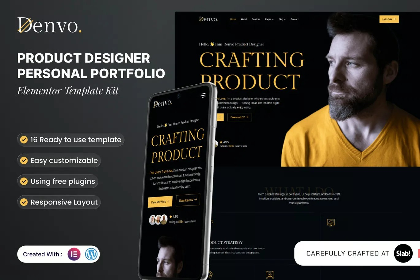 Denvo – Product Designer Personal Portfolio Elementor Template Kit Denvo – Product Designer Personal Portfolio Elementor Template Kit