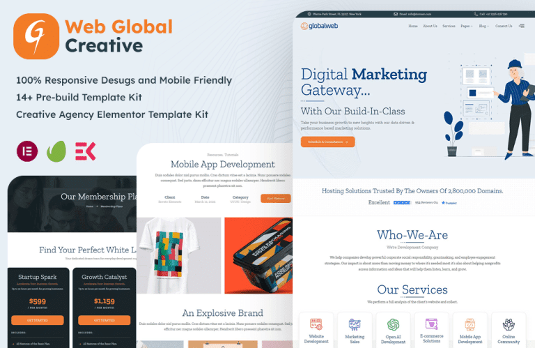 WebGlobal – Digital Marketing Web Development Creative Elementor Template Kit